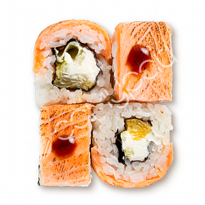 Филадельфия с опаленным лососем и апельсином