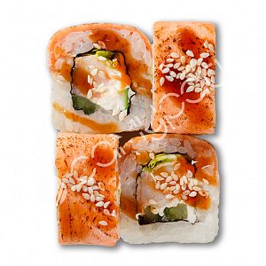 Ролл с опаленым лососем